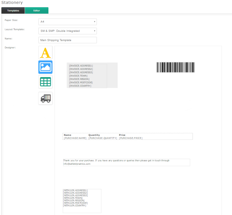 Stationery and postage software for marketplace sellers